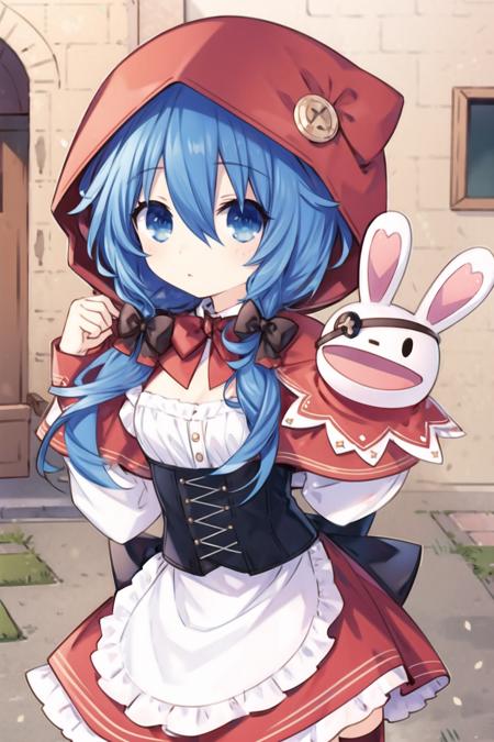 03217-1463289912-1girl,blue hair,blue eyes,little red riding hood,animal hood,capelet,looking at viewer,in castle,rabbit puppet,low neckline,whit.png